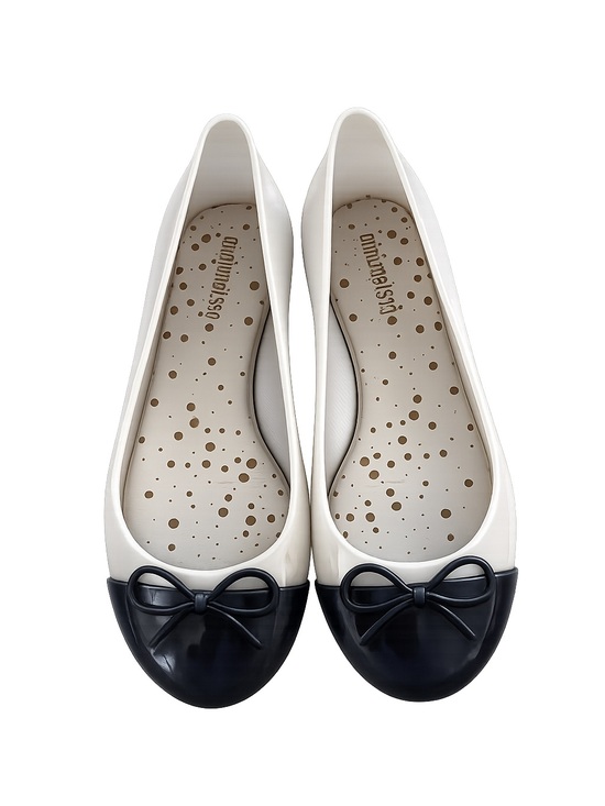 Mini Melissa Other - Mini Melissa Two-Tone Bow Ballet Flats in White and Black